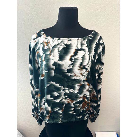 BRYN WALKER | Batwing Sleeve Top Abstract Print Made in USA Viscose | Size XL - Picture 2 of 8